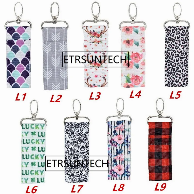 

6PCS Women Mermaid leopard letters Lipstick Holder Keychain Lip Balm Chapstick Pouch Key Ring Bags 9 Fun Vibrant Colors