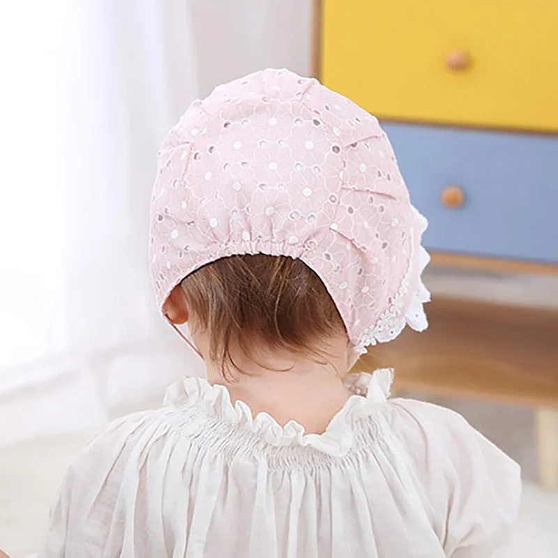 Baby Girls Soft Summer Bucket Hat Bow and Tie Ups Newborn to 6 Months Ivory