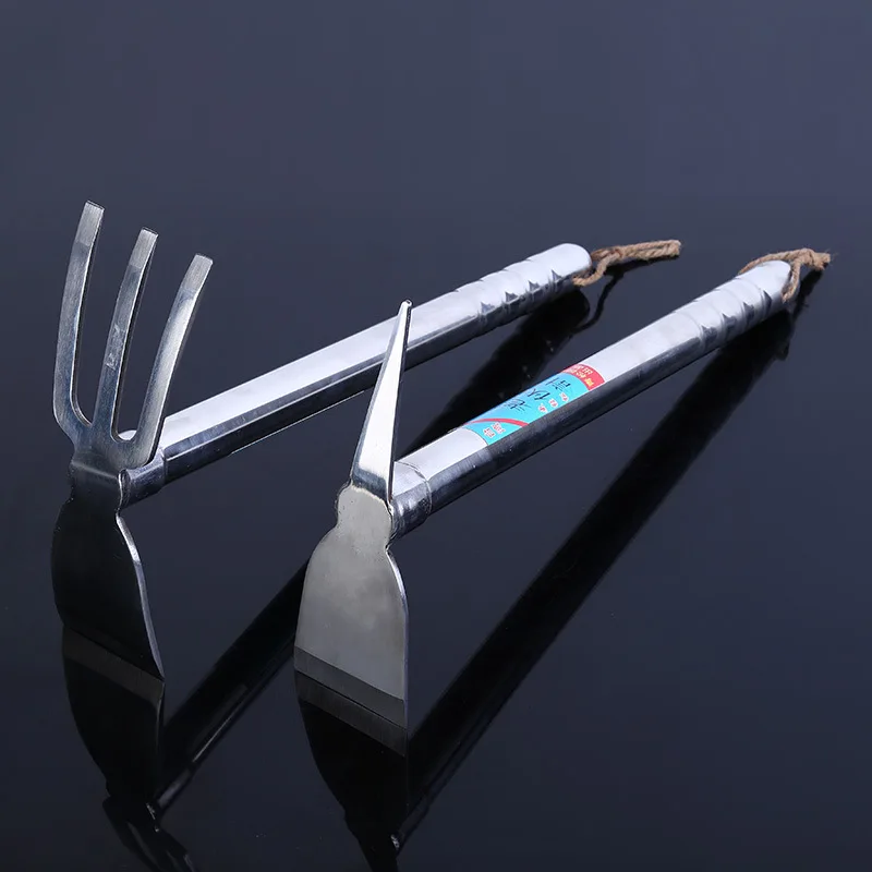 

2Pcs Stainless Steel Rake Dual-Purpose Rake Dual-purpose Hoe Tip Small Planer