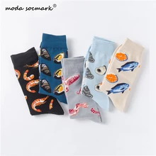 Moda Socmark Harajuku Street Tide повседневные смешные мужские носки, хлопковые носки с рисунками для пары, носки с рыбками, креветками, моллюсками, мужские носки