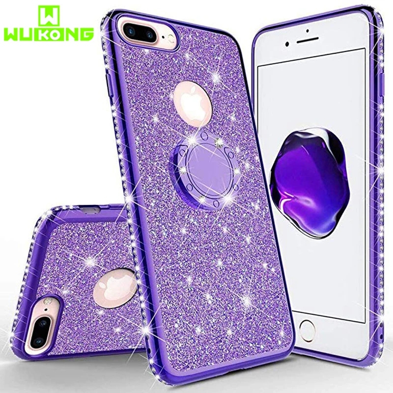

Luxury glitter case with Ringholder for iPhone xs max edge with Rhinestone Shining TPU Cover for iPhone x xr i6 6s i7 Plus i8 P