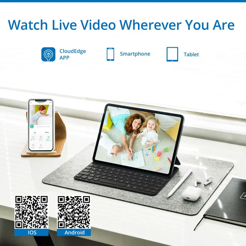 SANNCE 3000mA Rechargeable Battery PIR Camera 1MP HD Mini IP Camera 720P Night Vision Wireless Home