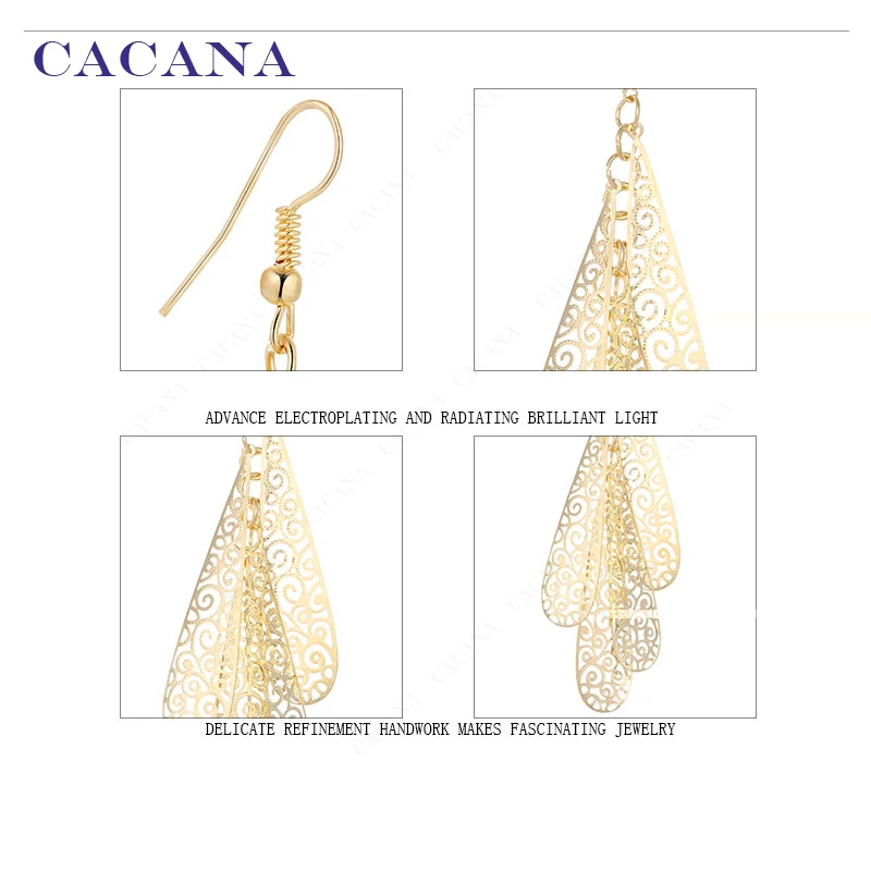 CACANA Dangle Long Earrings For Women Hollow Slim Line Pattern Bijouterie Hot Sale No.A600 A601
