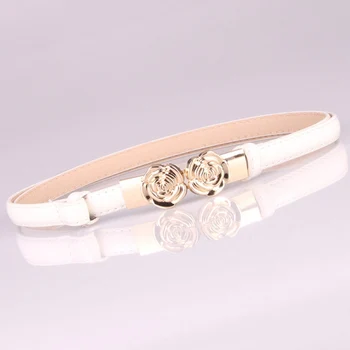

Female Thin Design Adjust Belt 1PCS Fashion PU Leather Waist Band Flower Buckle Dress Apparel Accessories Cinturon Mujer