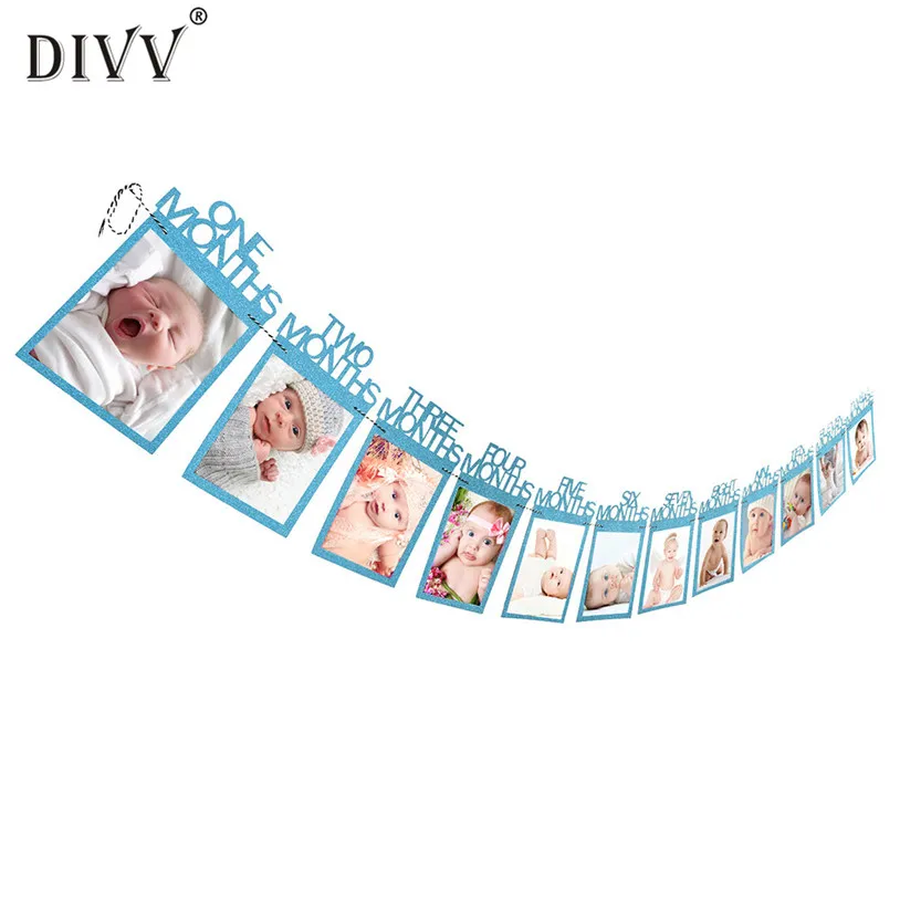 

photo frame wall hanging Kids Birthday Gift Decorations 1-12 Month Photo Banner Monthly picture frames 2018 Dropshipping