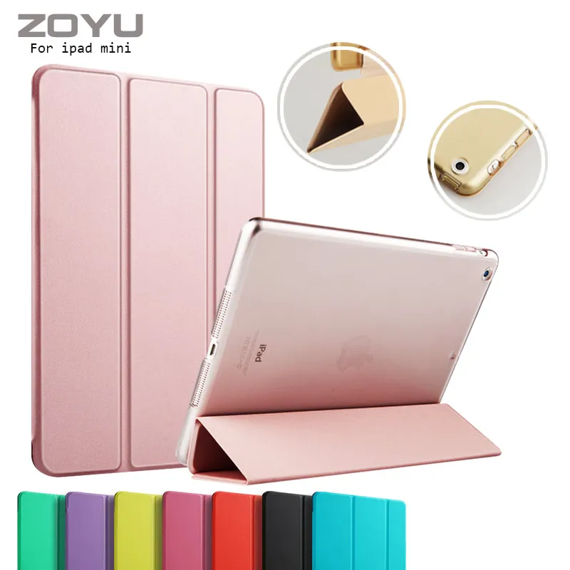 

ZOYU Case for iPad mini 2, Tri-fold smart Ultra Slim PU Leather Transparent Back for iPad mini cover case for iPad mini 1 2 3