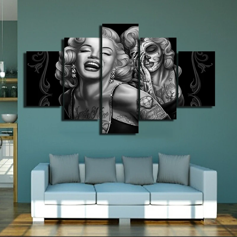 5 панелей/набор принтов на холсте Мэрилин Монро Сексуальная портретная живопись на холсте домашний декор настенные картины без рамки
