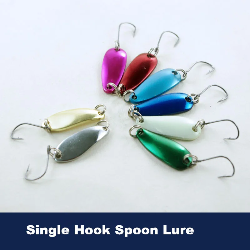 Single Hook Spoons Colorful Metal Spoon Lure Silver Lures 2.8g Jigbait