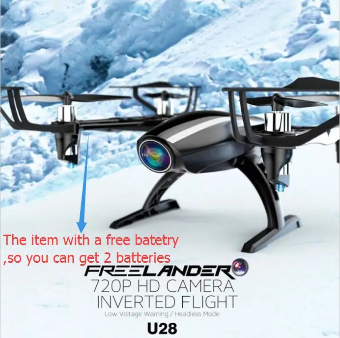 

Free extra battery RC drone U28 2.4g 6 Axles Gyro 3D flip aerial RC Quadcopter with 720P Camera radio control helicopter toys