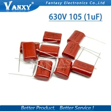 10PCS 630V105J 630V 1UF Pitch 20mm 105 1000NF CBB Polypropylene film capacitor