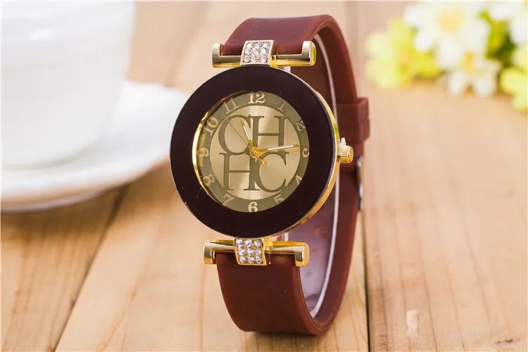 Новые модные брендовые золотые Geneva повседневные кварцевые часы для женщин с кристаллами силиконовые часы Relogio Feminino Наручные часы горячая распродажа - Цвет: brown
