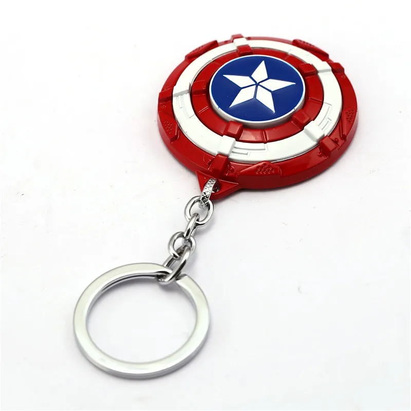 

HSIC New 2017 Rotatable The Avengers Movie Captain America KeyChain Shield Red Keyring Key Chain For Fans Men Jewelry HC11137