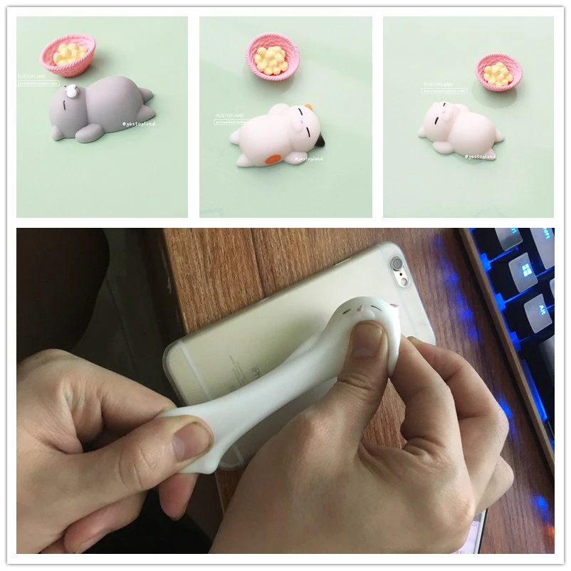 wholesale Cute Mochi Mini Squeeze Squishy cat Cute Kawaii doll Squeeze Stretchy Animal Healing Stress kids