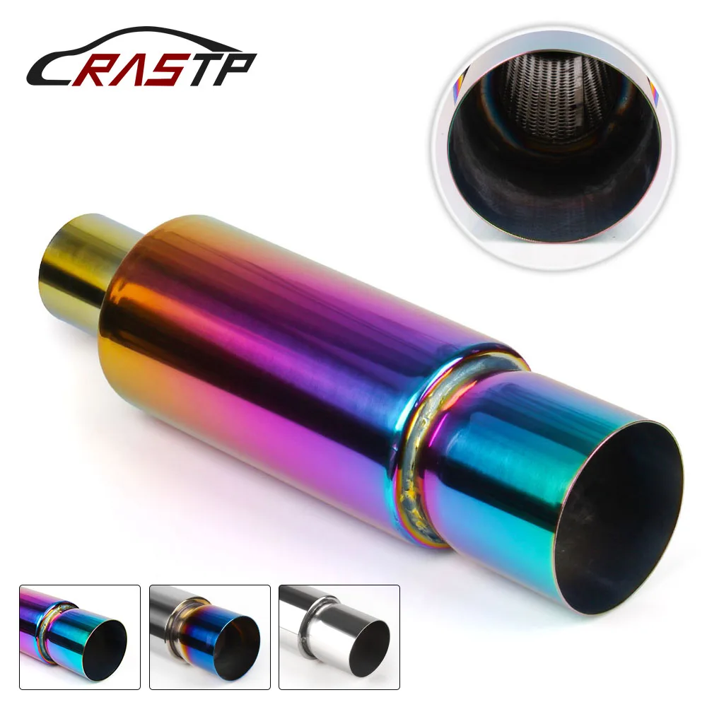 

RASTP- 1Pcs Car Exhaust Tail Muffler Tip Pipe Fit Pipes Modified Universal Stainless Steel Tail Pipe Exhaust System RS-CR1008