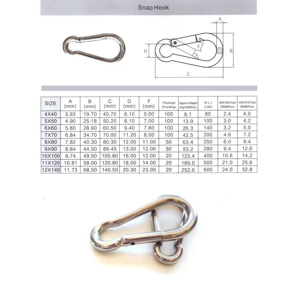 Multifunctional-304-Stainless-Steel-Spring-Snap-Carabiner-Quick-Link-Lock-Ring-Hook-M6-60mm-Pack-of (5)