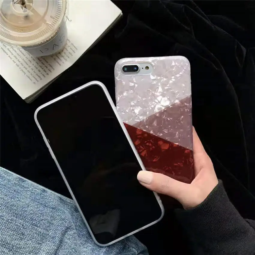 For iPhone XR XS MAX 8 7 6s Plus Back Phone Cases Full Cover Texture Triangle Geometric Splice Diamond Shell Pattern Fundas Capa