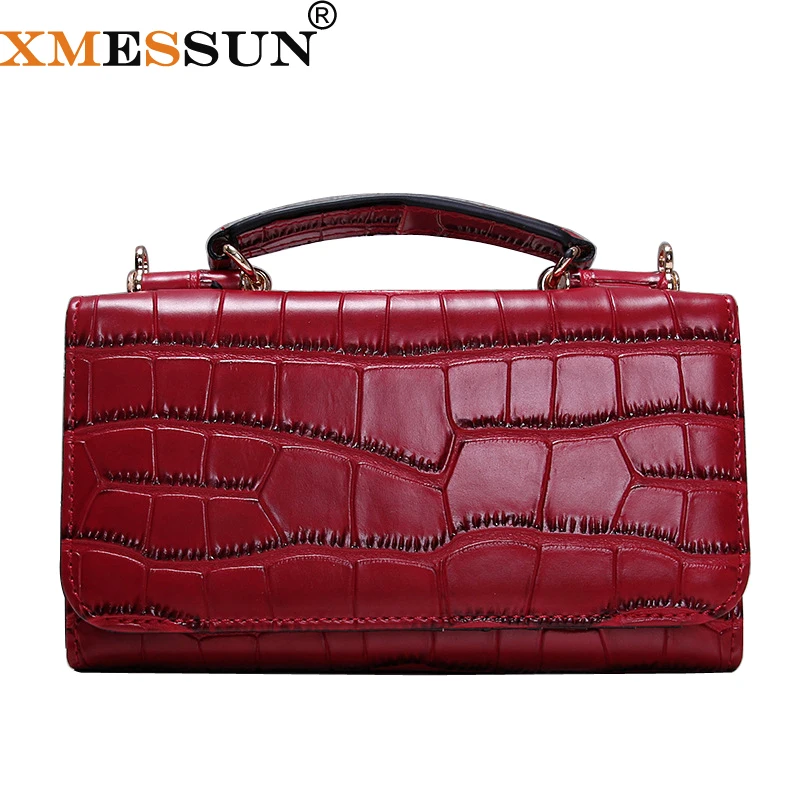 

Women Cowhide Leather Clutch Bags Red Crocodile Pattern Handbag Women Shoulder Cross-body Bag Bolsas Wristlet Party Wallets