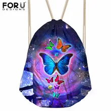 FORUDESIGNS/полиэстер женская сумка на шнурке рисунок с бабочкой и цветком ручной клади сумки для школьников девочек строка Повседневное сумка