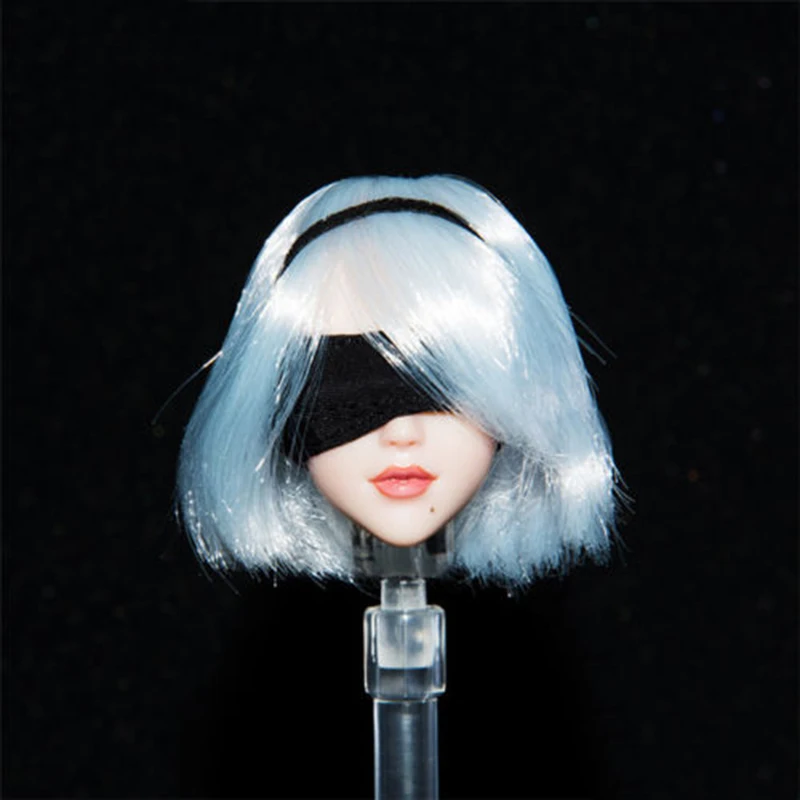 1/6 Anime Nier 2B Female Head Sculpt Short Hair Model Accessories for 12'' Action Figure Body | Игрушки и хобби