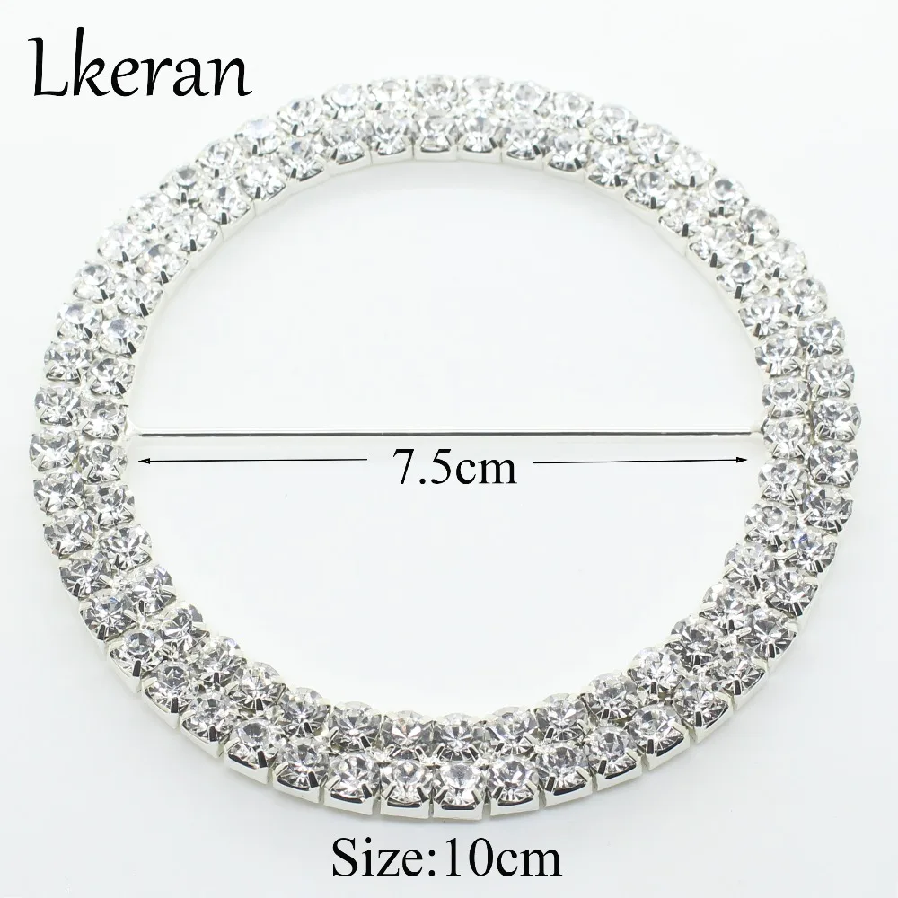  Shining 10cm Huge Silver Double row rhinestone Buckles invitation card Wedding Ribbon Slider DIY Ha - 33007722383