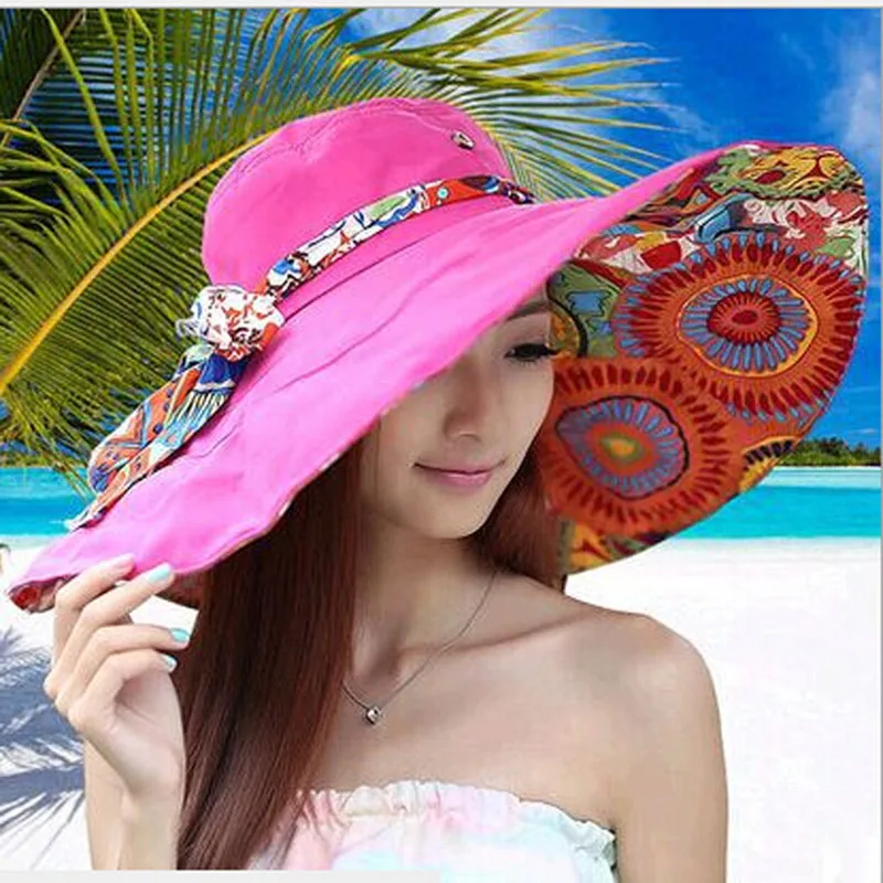 2017 Female Summer Sombrero Beach Hat Bow Folding ...