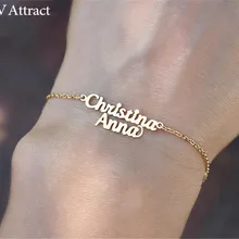 BFF подарок Персонализированные два имени браслеты и браслеты для женщин и мужчин Пользовательские ювелирные изделия тела Золотая цепь двойное имя Bransoletki Damskie