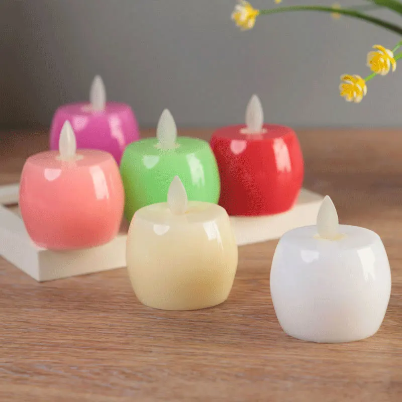 Упаковка из 6 Непламено перемещение Вика форме яблока Tealight свечах с желтым светом для партии украшения