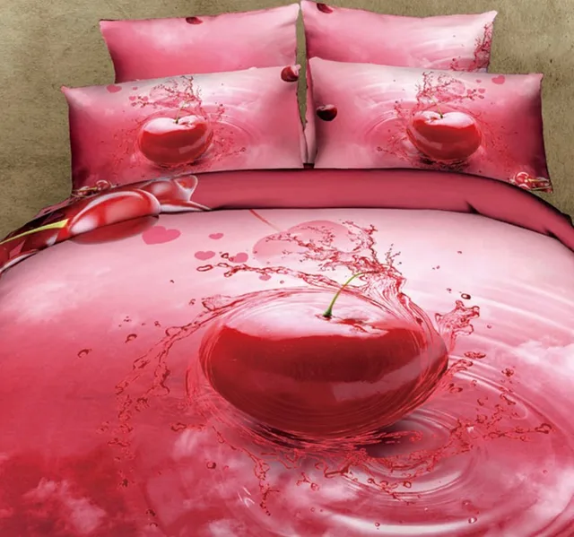Cherry Bed Sheet Bedding Set Duvet Cover California King Size Cherry Bed Sheet Bedding Set Duvet Cover California King Double Cotton Bedspreads Ed