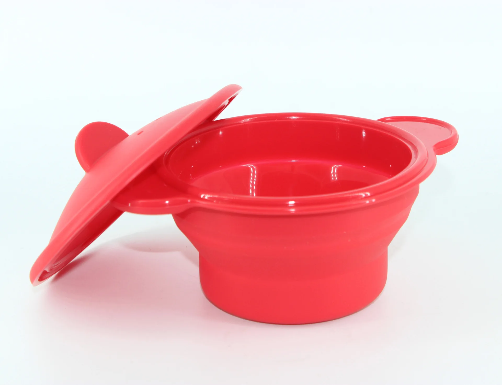 Кухонная утварь красная силиконовая складная Выдвижная кастрюли-пароварки с крышкой с двойной ручкой практичная пароварка