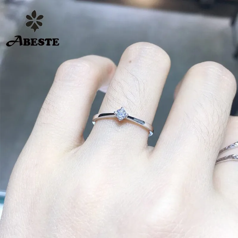 ANI 18K White/Yellow/Rose Gold (AU750) Women Wedding Ring 0.1 CT Certified SI Solitiare Round Real Diamond Ring anillos mujer