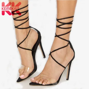 

KemeKiss Women High Heel Sandals Real Leather Summer Shoes Women Strappy Sexy Nightclub Stripper Catwalk Show Shoes Size 35-43