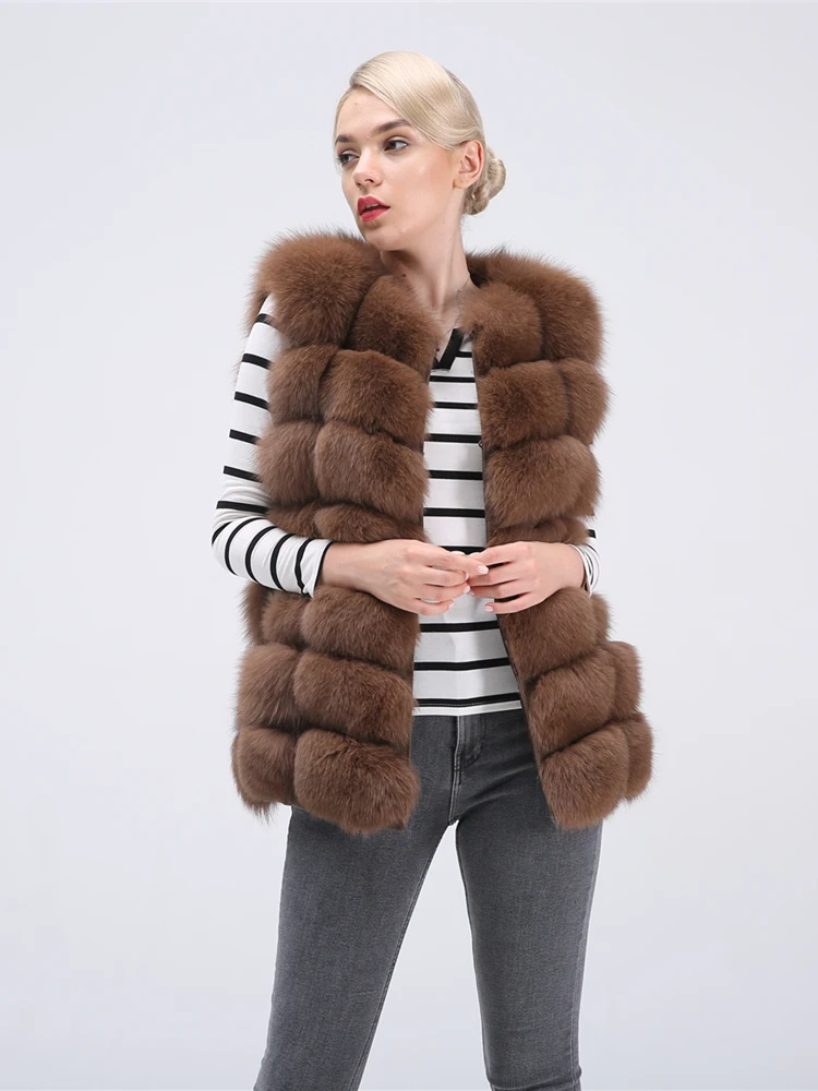 Real Fox Fur Vest Jacket Waistcoat Short sleeveless Vest woman winter warm Natural Fur Vest Real Fur Jacket Fox Fur Coats