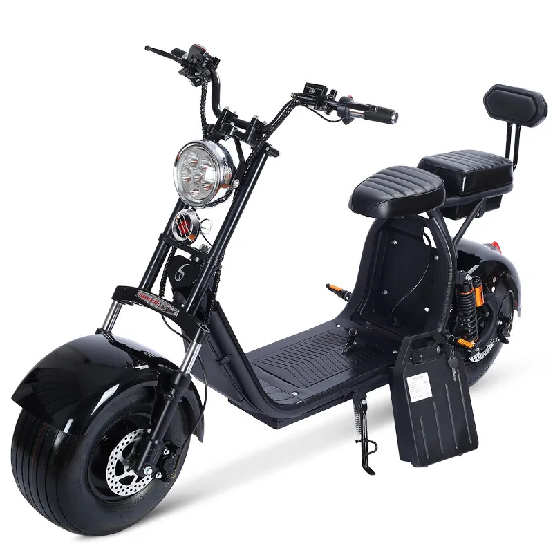 Cheap Citycoco Electric Scooter 1500W  Lithium Battery Adult E-Bike  with LCD Button Start Big Wheel Motorcycle Double Backseat 1