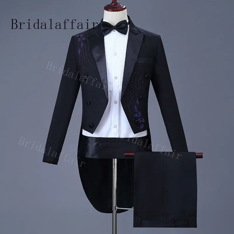 Bridalaffair золотые вышитые итальянские мужские белые свадебные костюмы для мужчин Groom Мужские костюмы 2 шт. с лацканами прямоугольной формы для жениха свадебное платье - Цвет: same as image 18
