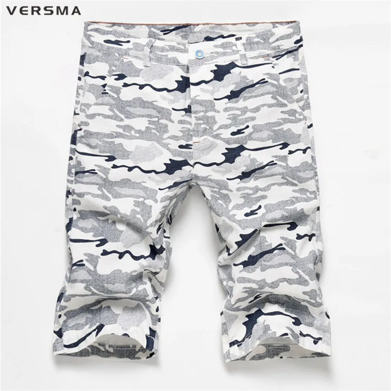 VERSMA Summer Mens Bermuda Hip Hop Blue Camo Shorts Camouflage Shorts