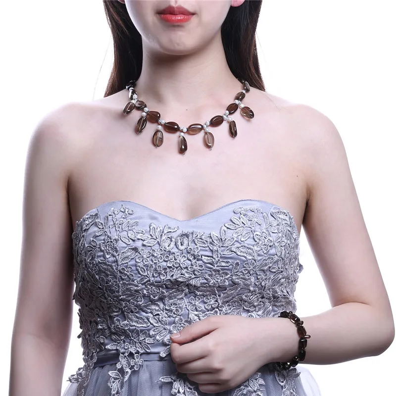 Ожерелье и браслет из полудрагоценных камней 5 6 мм|necklace bracelet jewelry set|fashion setjewelry sets |