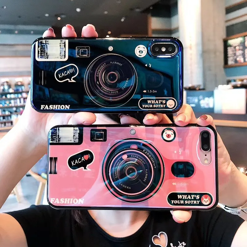 

Luxury Vintage Blu-ray Cute Camera With Holder Soft TPU Phone Case For Huawei P9 P10 20 Plus Mate9 10 Nova2 Silicone Cover