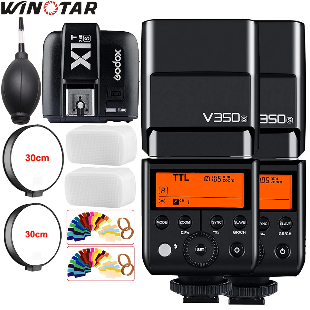 2X Godox V350S TTL HSS 1/8000s Вспышка Speedlite + Встроенный литий-ионный аккумулятор 2000 мАч X1T-S