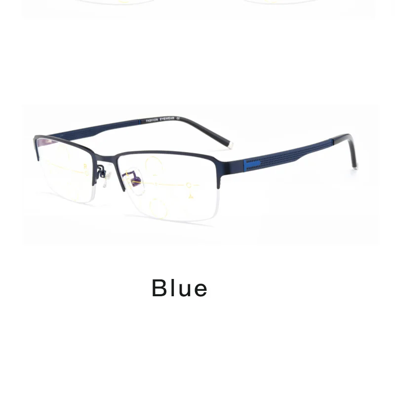MAITENAZ анти голубой луч сплава TR90 прогрессивные многофокусные очки для чтения для мужчин модные прозрачные линзы+ 1,0+ 2,0+ 2,5+ 3,0 F3095 - Цвет оправы: Blue
