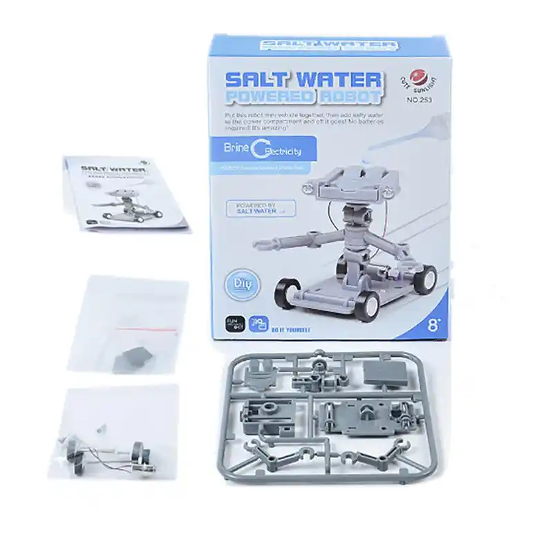 Creative Mini Diy Salt Water Robot Toys Powered Construction Robot Kit Science And Technology Education Toy Kids Stitching Gift - 