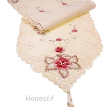 Красный цветок парк вышитые резной стол бегун гобелен для свадебного домашнего декора