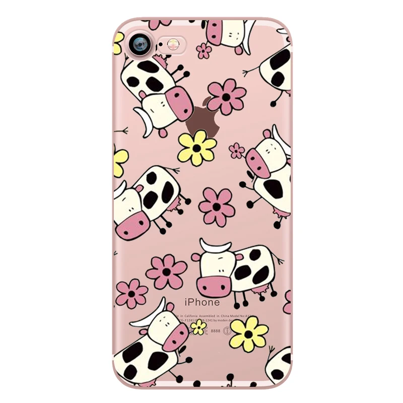 Phone Case Flamingo Panda Dog Hedgehog Cows Cute Animals for Apple iphone 5S 6 6s 7 plus 5 se Transparent Clear Silicone Fundas (5)