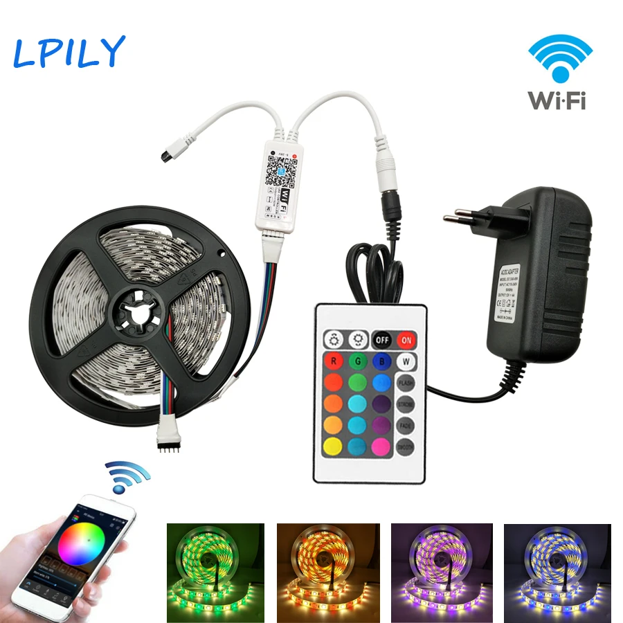 

5M RGBW RGBWW Led Strip 5 M Led Strip Light Flexible Waterproof Led Tape Diode Led ribbon+IR Wifi RGBW Controller+Adapter Set