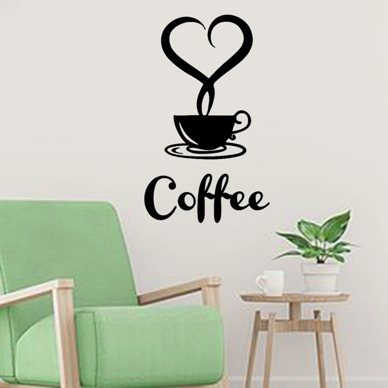 

Coffee Cup Coffee Carving Wall Sticker Creative Love Coffee Cup Vinyl Wall Stickers Art Mural Decals For Kitchen Tea Room
