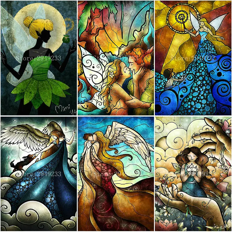 

5D DIY Diamond embroidery "Disney pattern Full square Diamond painting Cross Stitch Tinker Bell Rhinestone Mosaic Painting angel