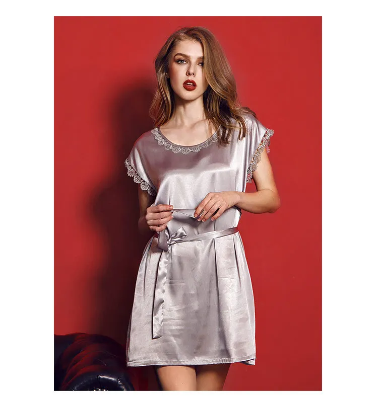 2019 женское атласное шелковое кружевное белье Ночное платье женская ночная рубашка пижамы сексуальные пижамы женские s Ночная рубашка