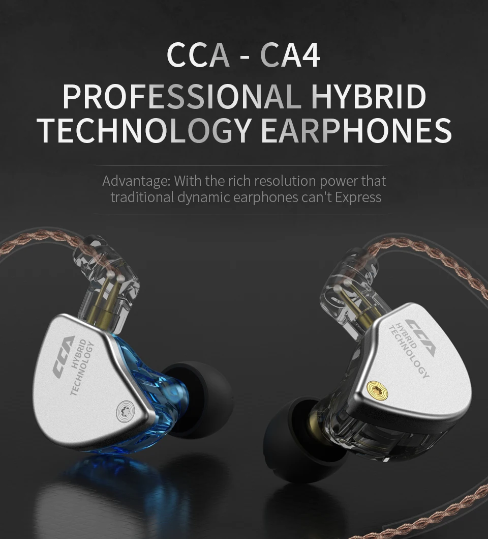 CCA CA4 1DD+ 1BA наушники в ухо монитор Металл гибридная технология Hifi бас наушники Спорт шумоподавление Гарнитура