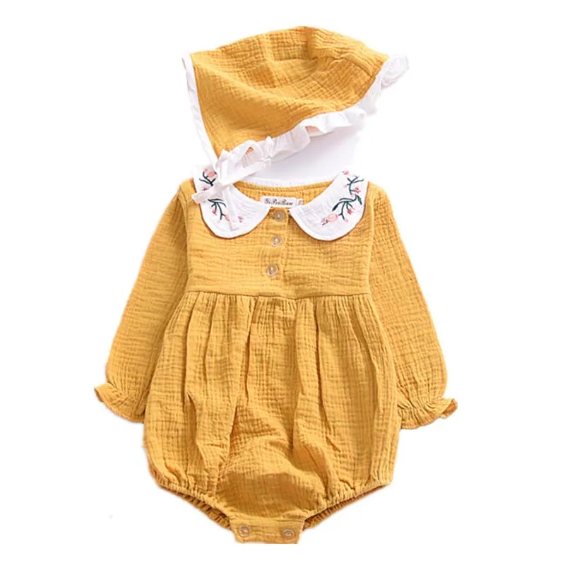 Ins Autumn Baby Girl Doll Collar Embroidered Jumpsuit Crawling Clothes