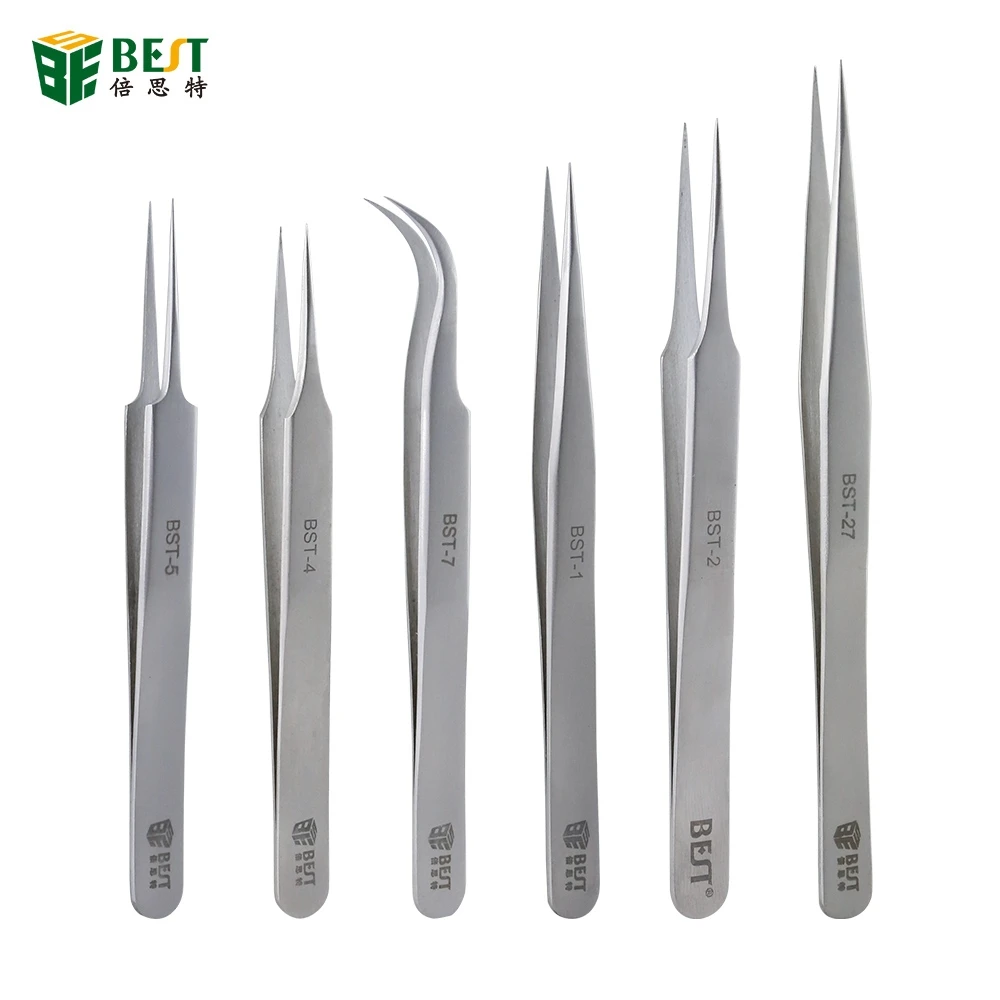 

1Pcs BST-Matt tweezers Pointed Straight Curved Eyelash Tweezers Stainless Steel Anti-Static Eyelash Tweezers Tool
