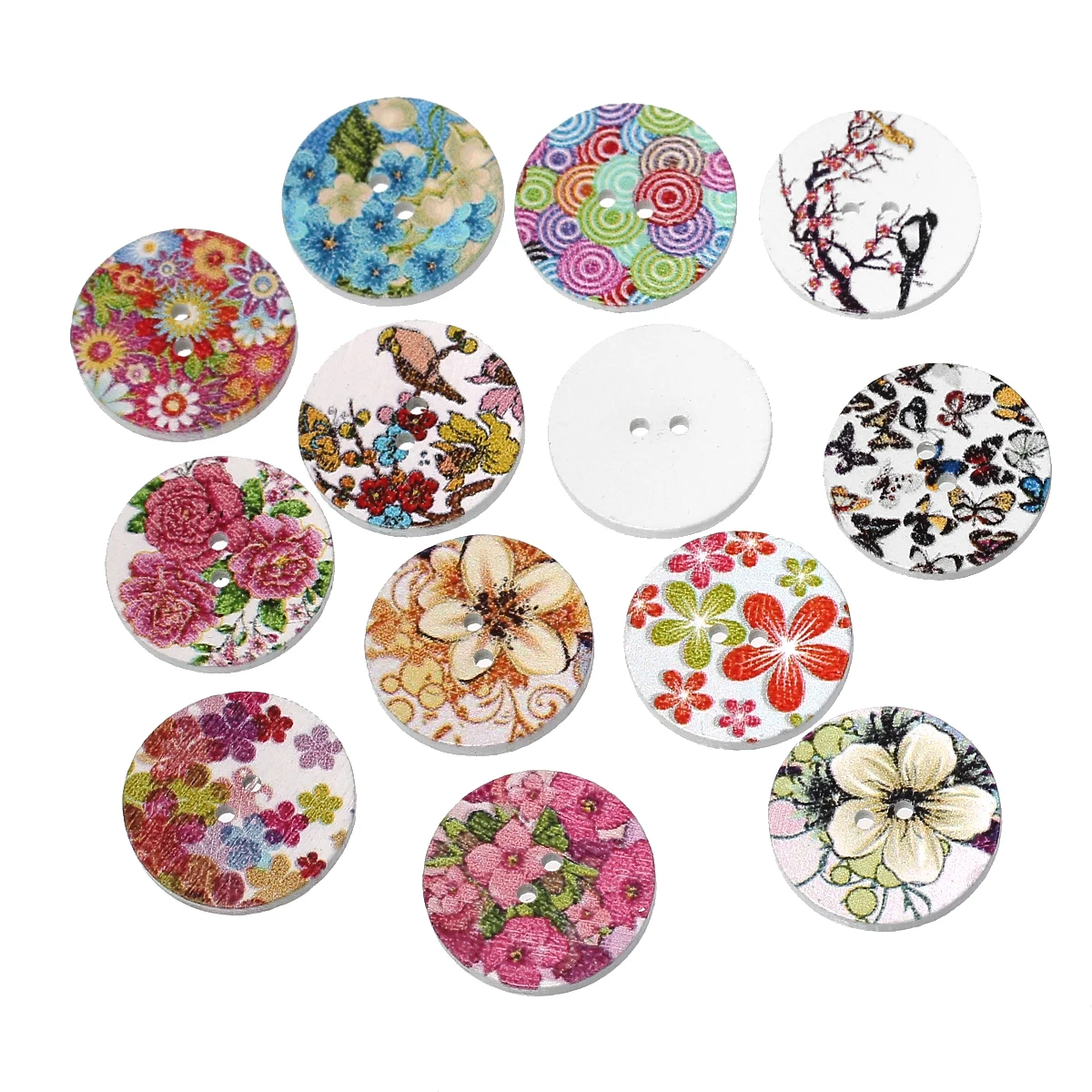 

Hoomall 100PCs Wood Sewing Button DIY Scrapbooking Decoration At Random Two Holes Flower Pattern Cloth Ornaments 25mm